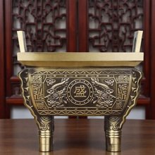 特大号双龙盛鼎摆件 铜鼎 四方鼎 全铜四足鼎 黄铜香炉鼎炉