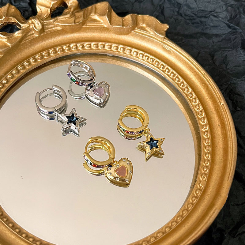 Opal único asimétrico estrella encantadora pendientes hembra 2023 moda luz lujo nicho diseño pendientes de alto grado