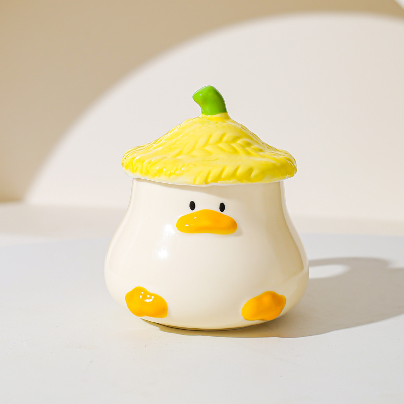 Creativo lindo pato cerámica taza acompañante regalo de alto valor de la cara de la personalidad de taza de café de dibujos animados taza roja alta red