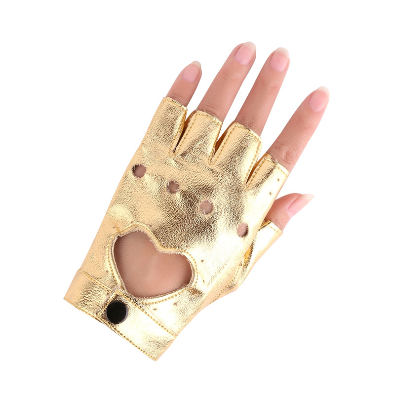 Guantes de baile de las mujeres hip hop punk etapa rendimiento trueno medio dedo guantes discoteca fotografía pu cuero baile guantes image 11