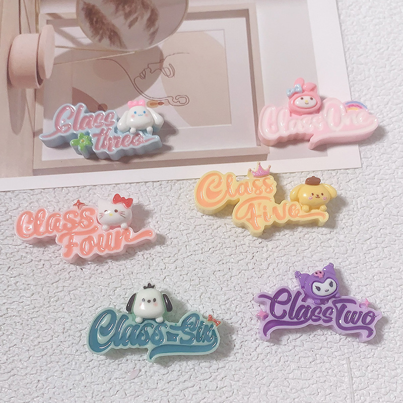 Caricatura Inglés Animal Diy Accesorios de resina Crema Adjustación de cabello Teléfono móvil agujero agujero botón de zapatos parche hecho a mano