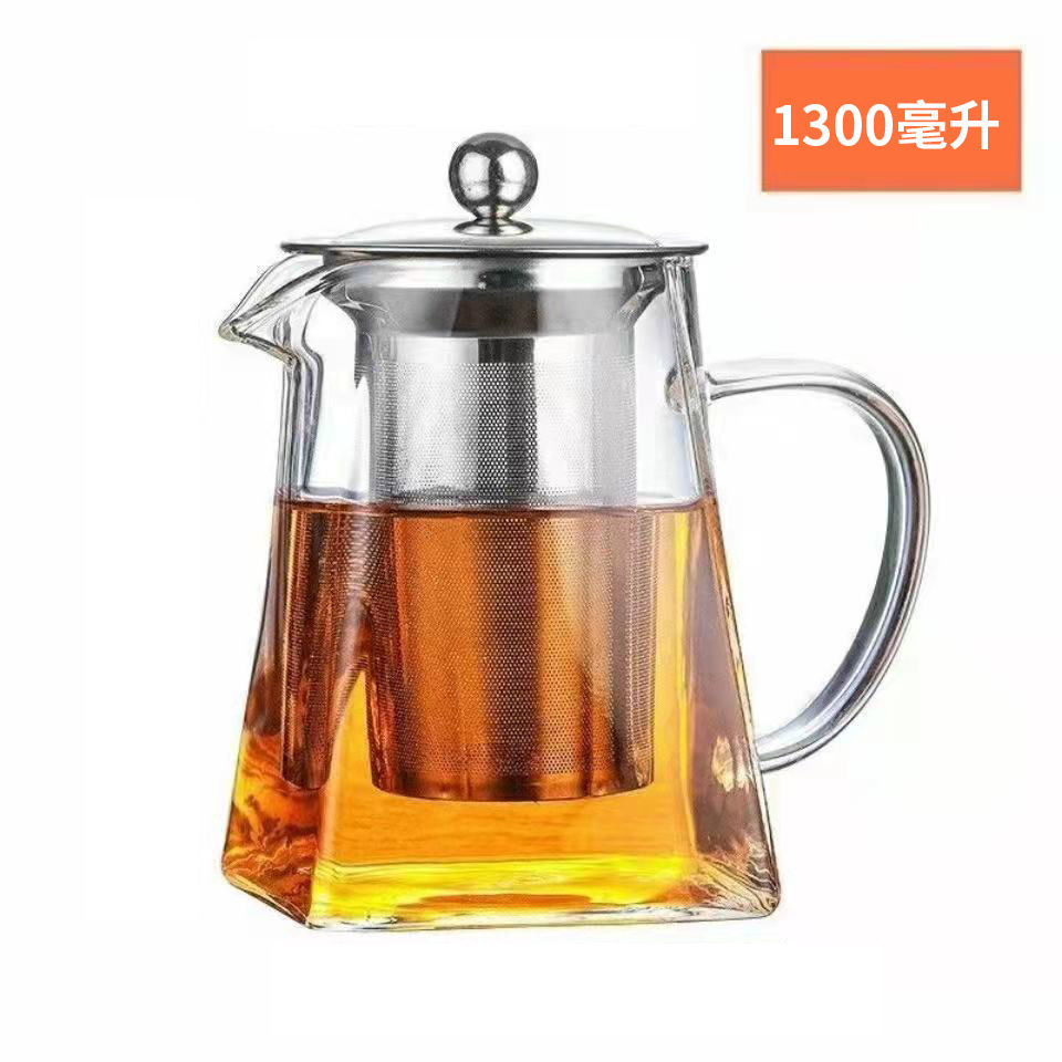 Tetera de burbujas, tetera de vidrio, engrosamiento, resistencia a altas temperaturas, separación de té doméstico, filtro de acero inoxidable, juego de té al por mayor