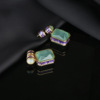 Long stone inlay, zirconium, three dimensional fashionable earrings, 2022, with gem, light luxury style, volume geometry