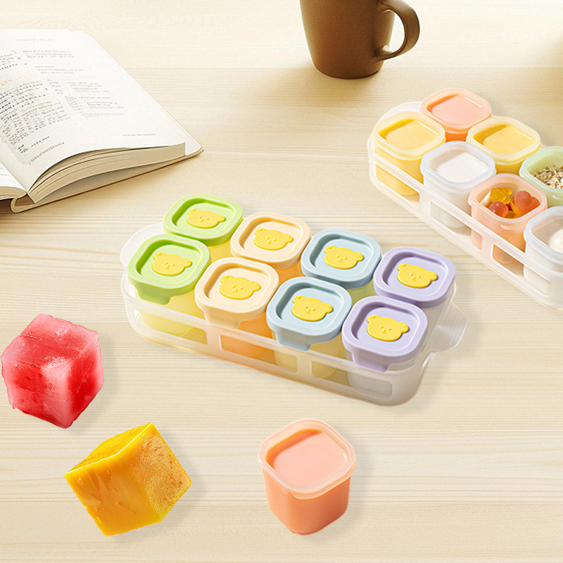 Baby Silicone Food Supplementary Box Baby Meat Mud Frozen Box Sub-packed Ice Mould Baby Food Supplementary Frozen Box Separate Pack
