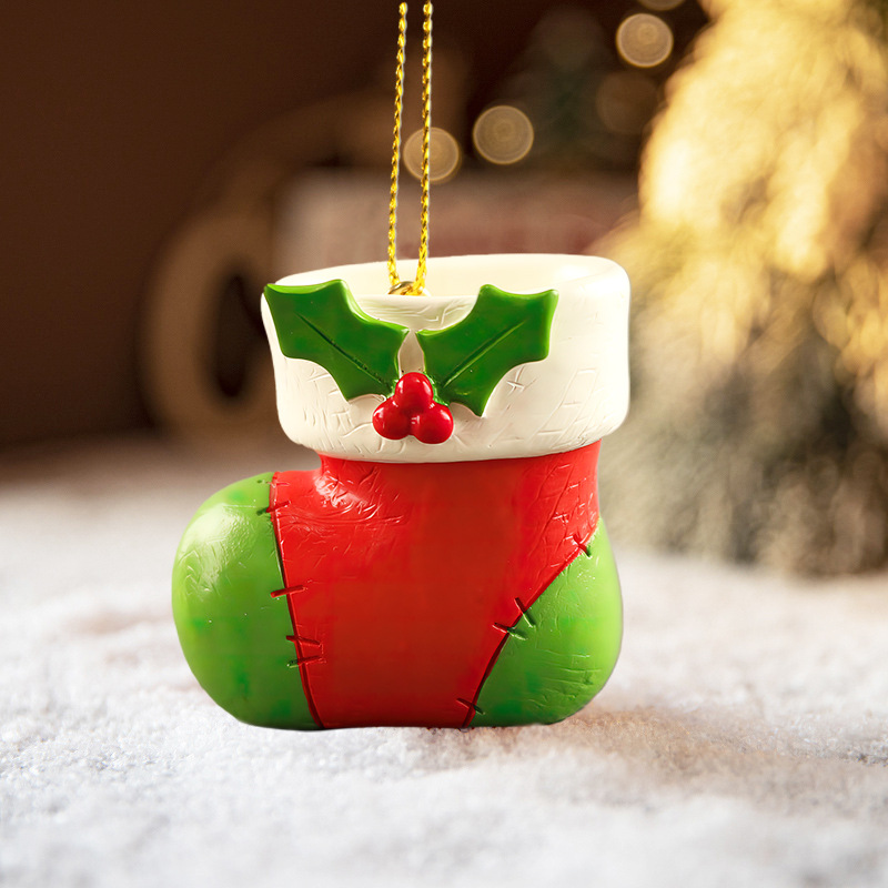  new Christmas resin elderly snowman elk Pancake Man Christmas pendant hanging small ornaments decorations