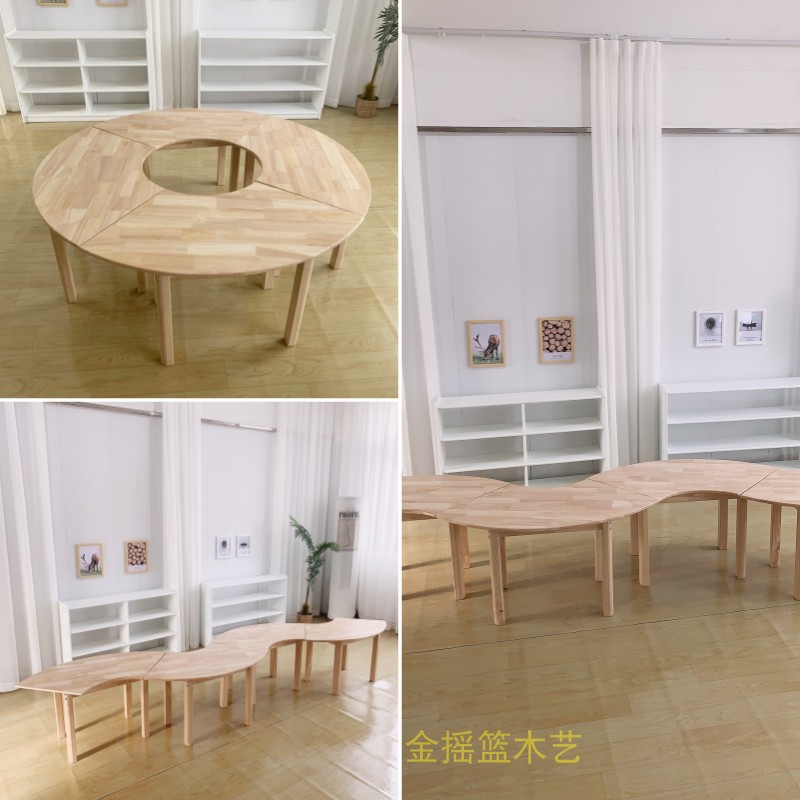 오크 팬 모양의 조합 테이블 1 단일 테이블 114*59cm