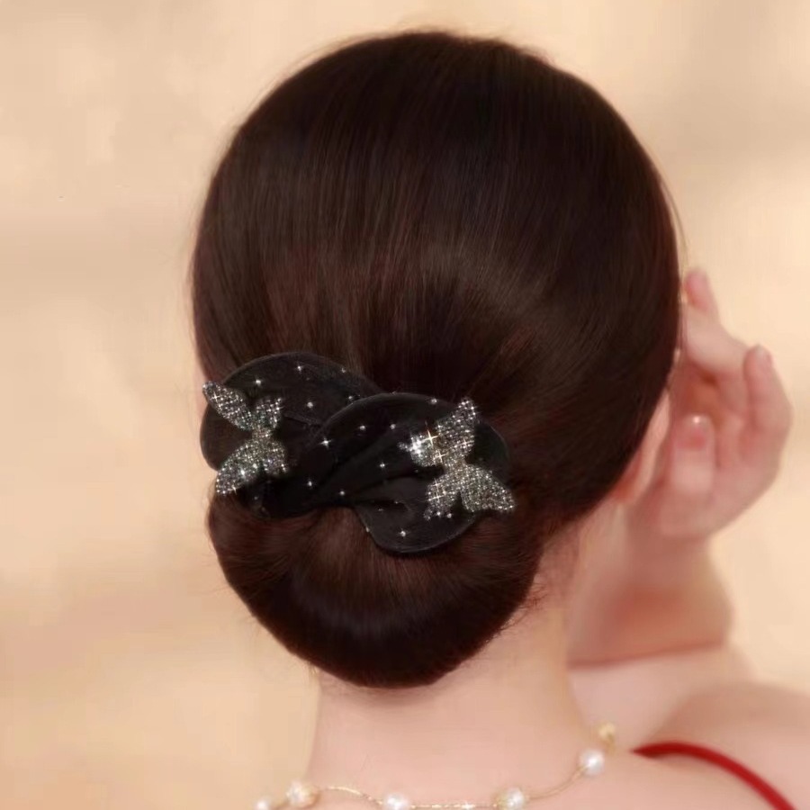 New Siya Star Butterfly Bow Hair Clip for Women, Black Ball Hairpin, Elegant and Refined Head Accessory