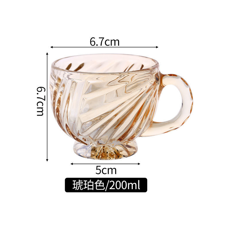 INS vintage en relieve taza de vidrio con mango pierna alta Copa ámbar de aspecto alto chica corazón regalo taza de café taza de té
