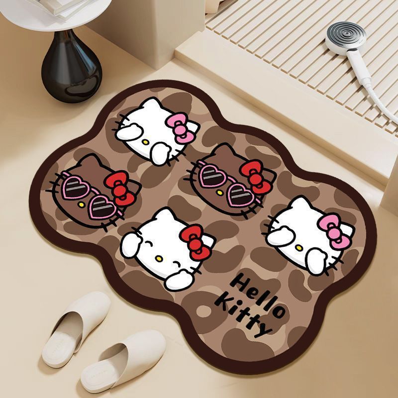 可爱HelloKitty硅藻泥吸水地垫家用卫生间洗漱台防滑易打理门垫|undefined