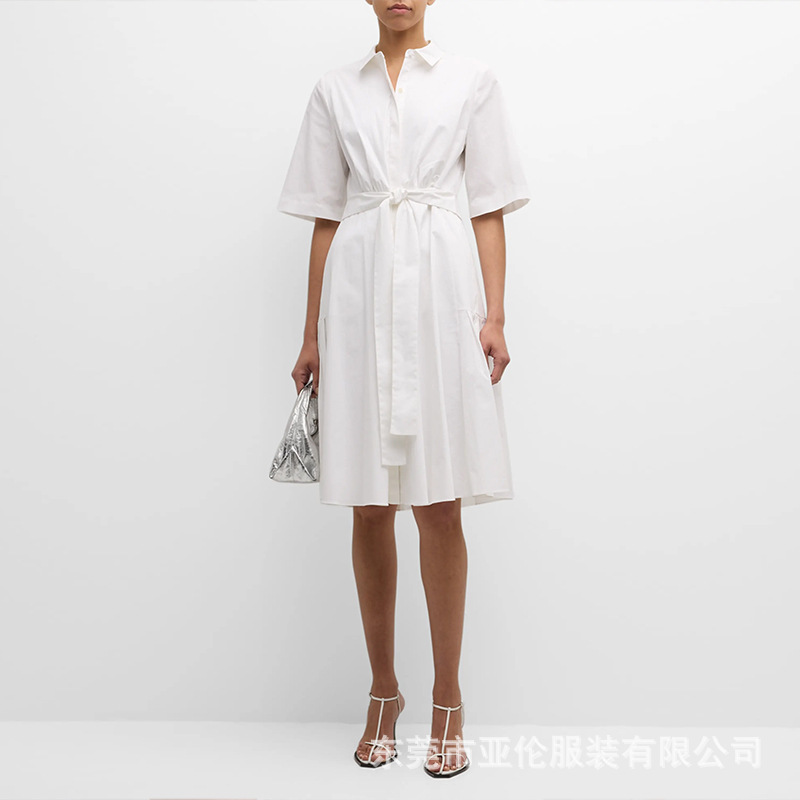 Dress Processing with Incoming Materials, Skirt Customization with Drawings and Samples, Mid-Length Shirt Dress, French Custom Dress