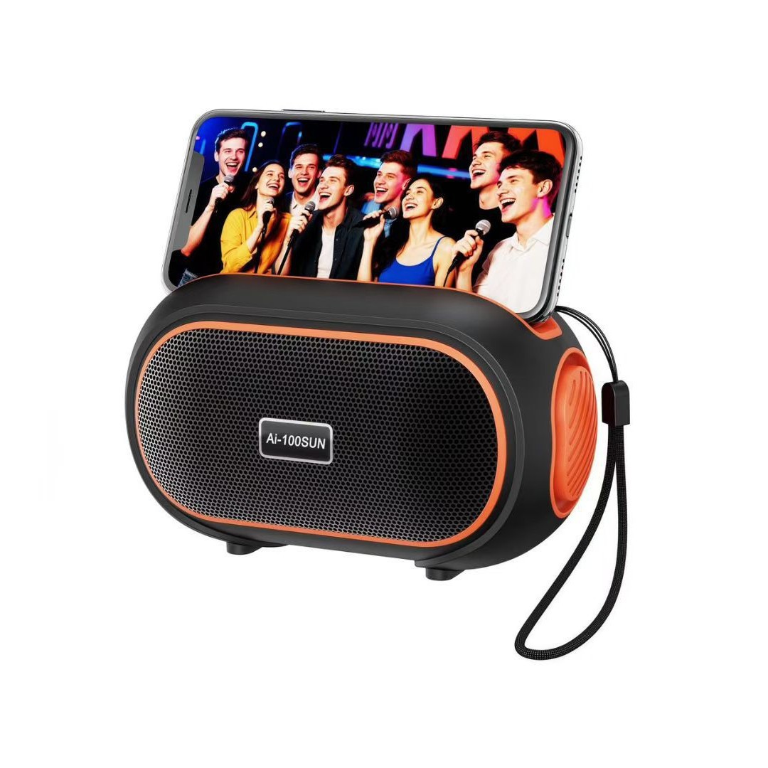 AI - 100SUN altavoz solar Bluetooth de escritorio portátil soporte de teléfono móvil portátil TWS mini tarjeta de audio