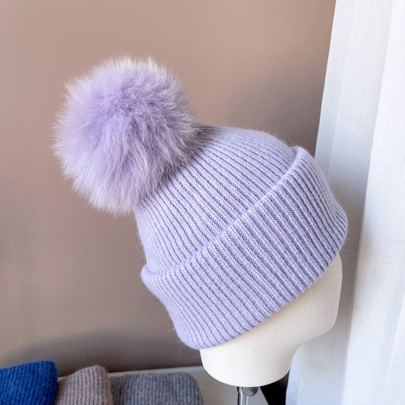 Women's Sweet Simple Style Color Block Pom Poms Eaveless Wool Cap display picture 33