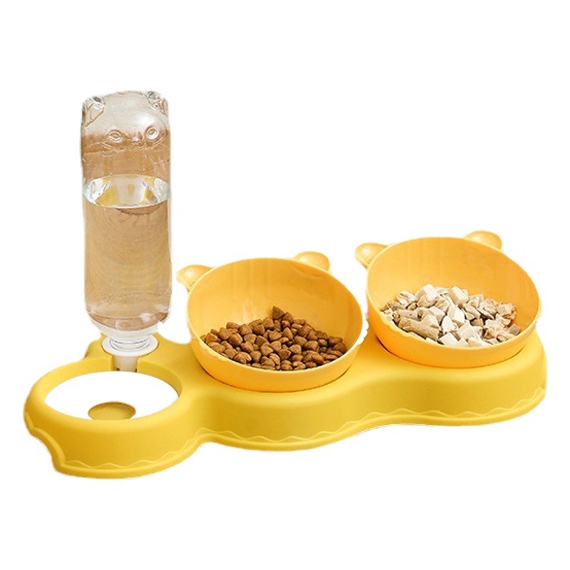Cat Bowl doble tazón boca a prueba de humedad multifuncional Pet Bowl alimentación automática fuente de bebida perro tazón mascota suministros diarios