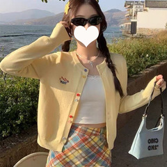 气质时尚潮流年轻毛织针织外套开衫女装春秋外搭上衣新款毛衣工厂