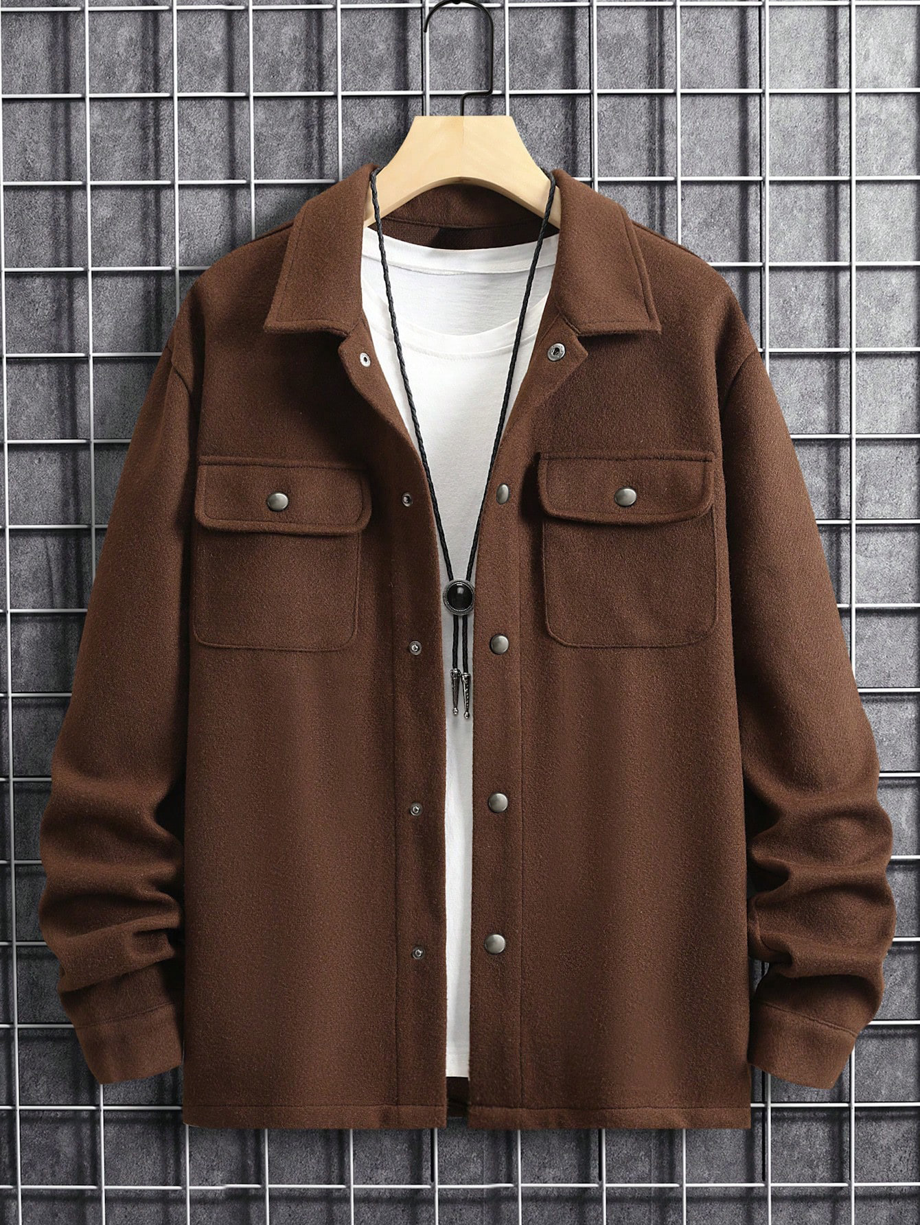 Denim Jacket Men Loose Fit Turn Down Collar Casual Outerwear_voghion.com