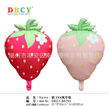 新品 红色草莓铝膜气球 水果草莓造型氦气飘空生日派对装饰布置气