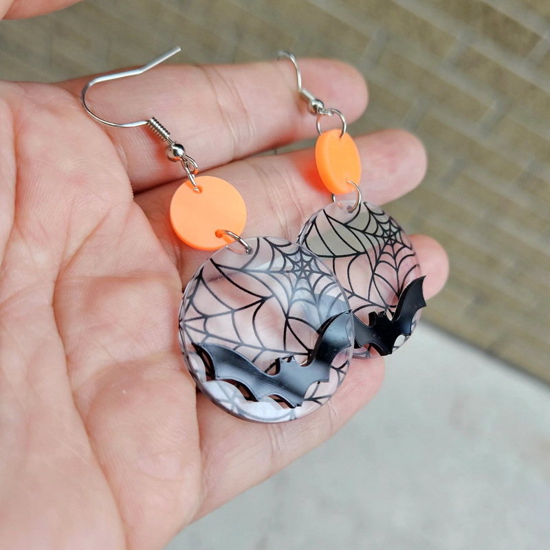 1 Pair Quantity Holiday Occasion 1 Pair Halloween Simple Style Spider Printing Arylic Drop Earrings