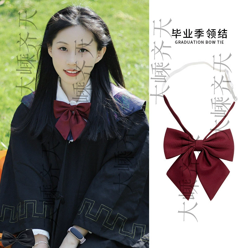 Бордовый галстук-бабочка JK для выпускного фото, женский галстук в консервативном стиле, веревка на шею, бесплатный галстук с цветком, матросский костюм, школьные принадлежности, аксессуары с бантом