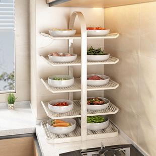 Kitchen Side Dish Storage Rack Multi-Layer Stacked Storage Plate Household Hot Pot Preparation Dish Tray