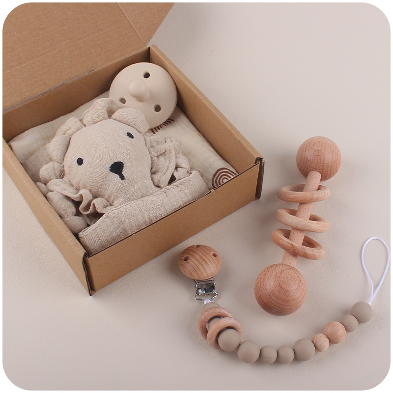 Nuevo bebé suministros de dibujos animados León calmante toalla creativa chupete cadena teether juguete cinco piezas traje
