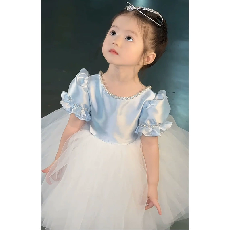 Blue cute small princess costume girl's with bow, Birthday gift, tutu skirt