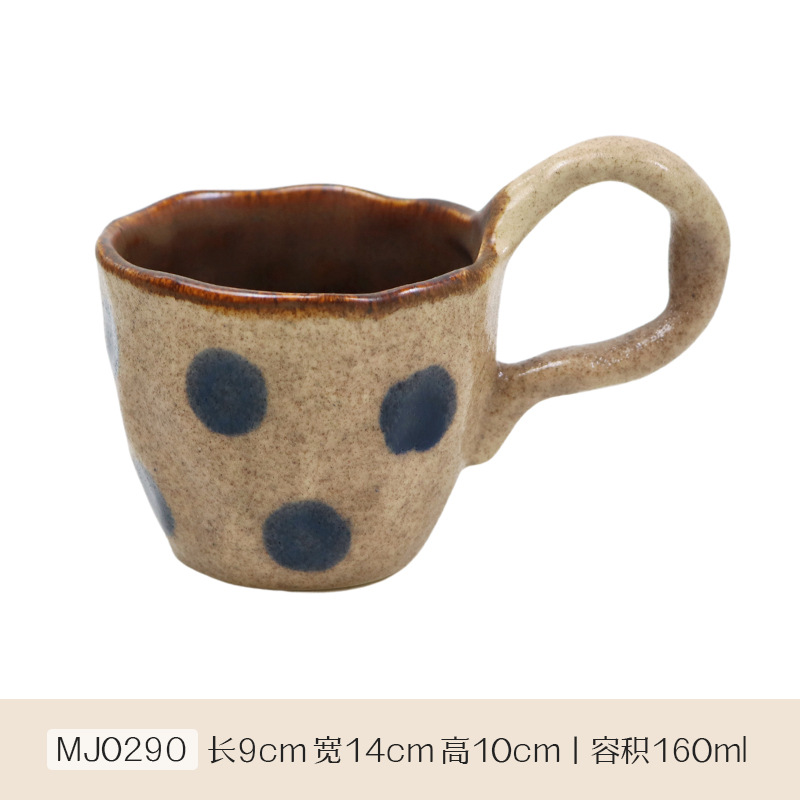 Meijiahui cuadrícula negra y blanca mano cerámica taza de café de alta calidad retro nicho wave point latte taza de menú