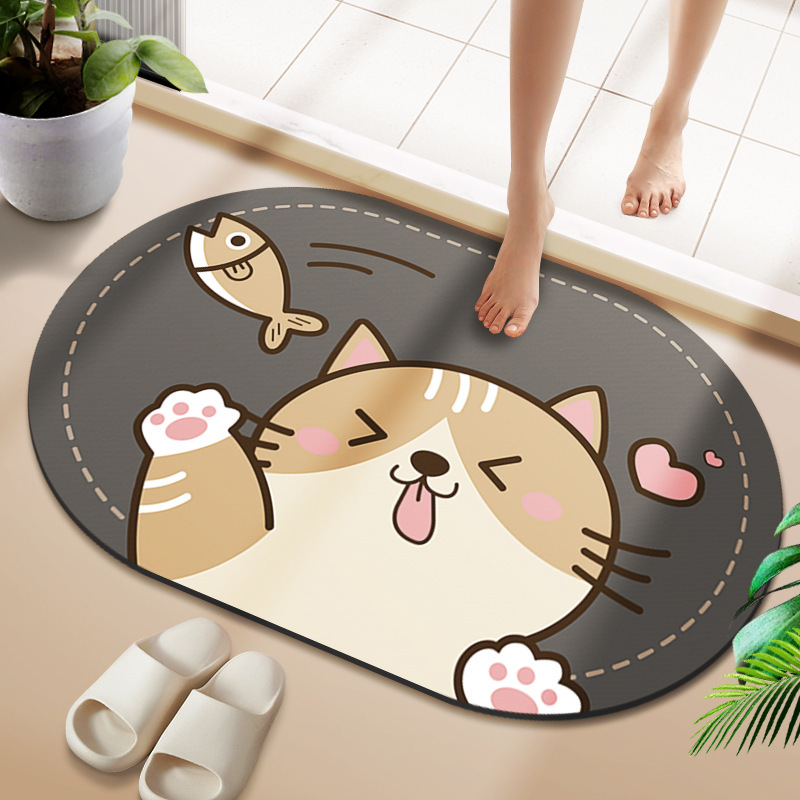 【타원형】오렌지 고양이가 물고기를 잡는다