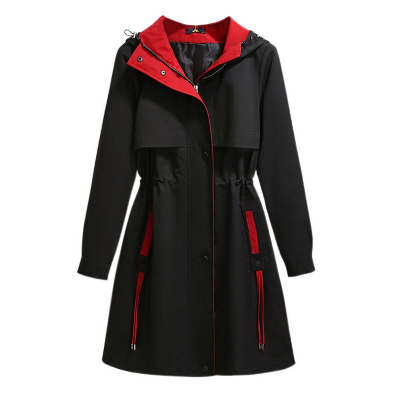 plus size Hooded Windbreaker Women's Long 2024 Autumn New Korean Loose Slimming Elegant Casual All-match Jacket