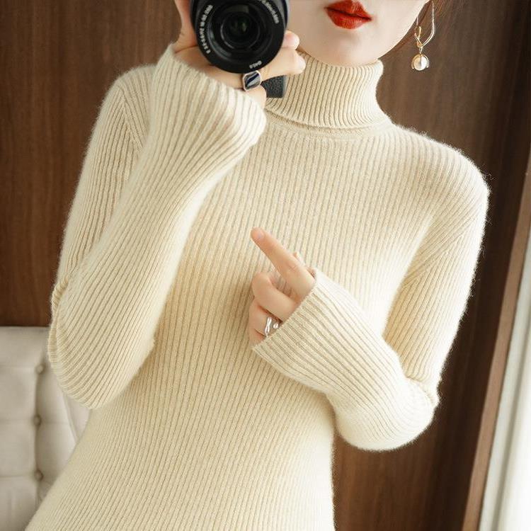 2025 Autumn/Winter Turtleneck Sweater for Women, Slim Fit Base Shirt, Ribbed Knitwear, Commuting Style, Wholesale from Manufacturer