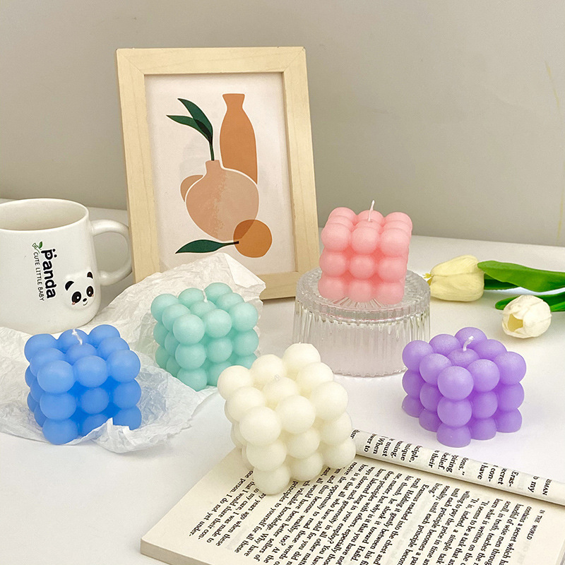 Ins style Internet celebrity creative bubble shape Rubik's Cube scented candle wholesale home simple scented candle ornaments