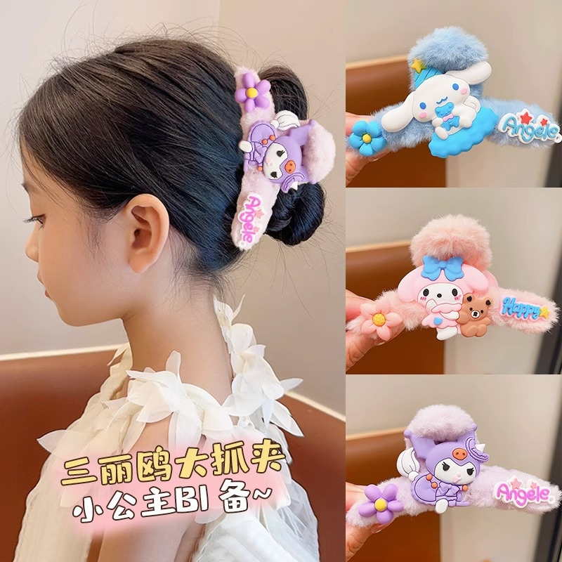 Los niños rasguño clip lindo de dibujos animados de felpa horquilla updo pelo Cabeza trasera tocado niña no duele el pelo clip de tiburón accesorios para el cabello