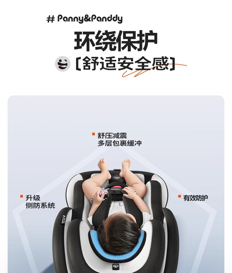 Fat Panda Kidsren's Car Safety Seat 360-Degree Rotating Reclining Car Safety Seat for Young Infants
