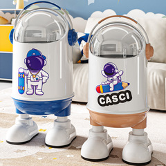 ゴミ箱宇宙飛行士漫画スイング蓋収納バケツリビングルームの装飾品ステーションフットクリーニングバケツ子供の寝室の衛生バケツ