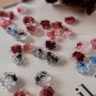 Internet celebrity new dark night red camellia nail jewelry size mixed new color rose nail decoration wholesale