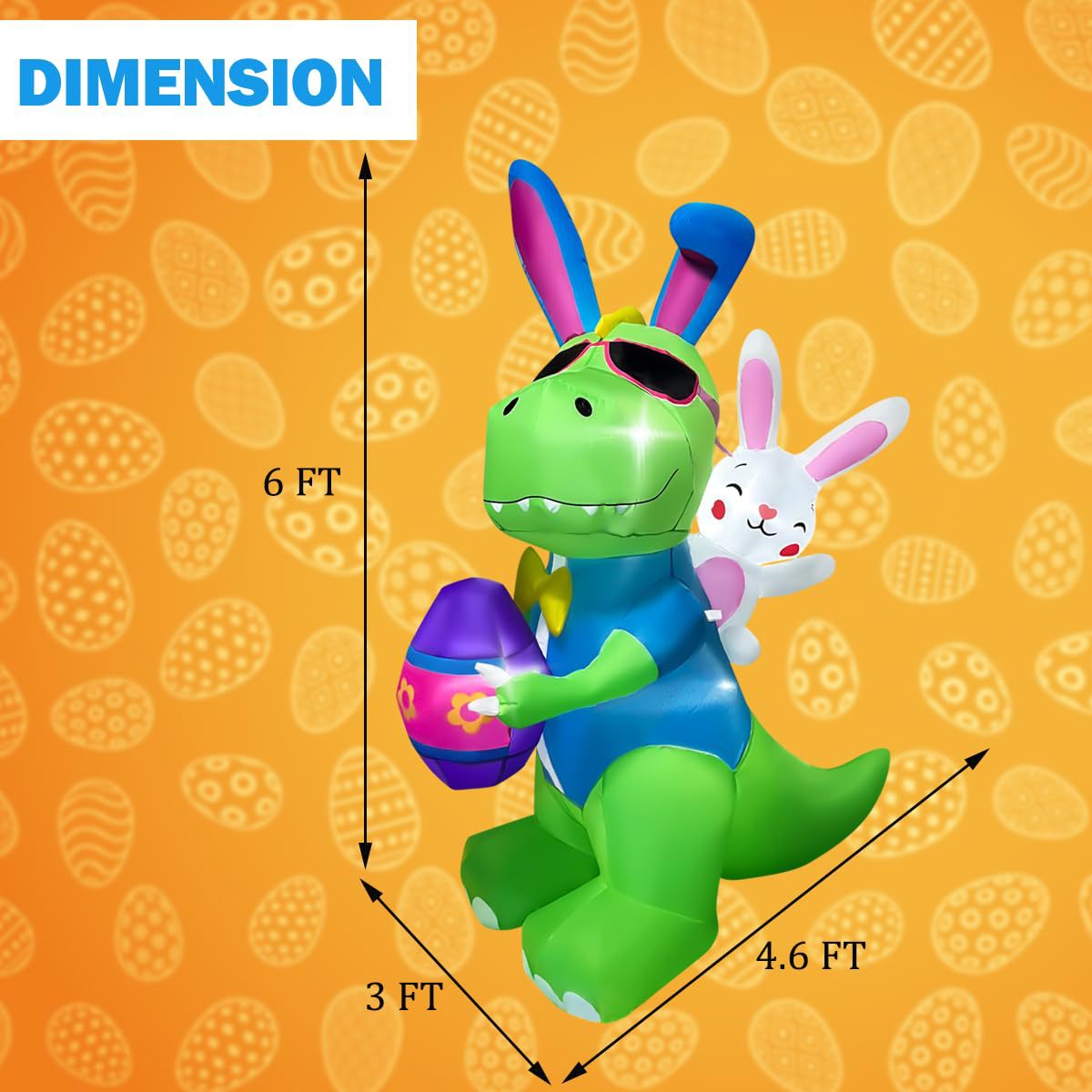 B-6FT Easter Dinosaur with Egg