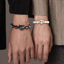 甜酷猫咪穿珠手串男女通用情侣手链ins小众设计送闺蜜礼物跨境