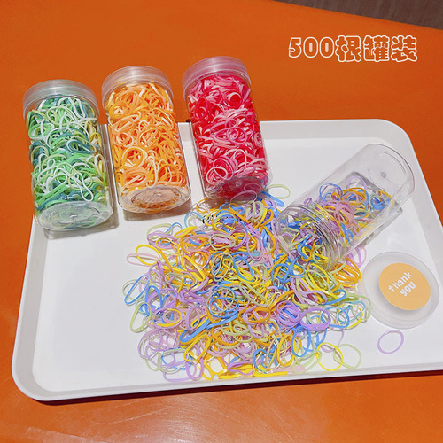 500 pieces of canned rubber bands for babies to tie their hair, black rubber rings, disposable small circles, thickened high-elastic headbands