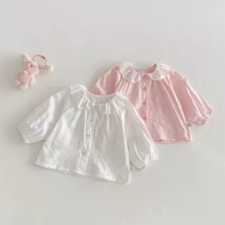 女童娃娃领衬衫2026新款春季宝宝韩版蕾丝衬衣儿童韩版春装上衣潮
