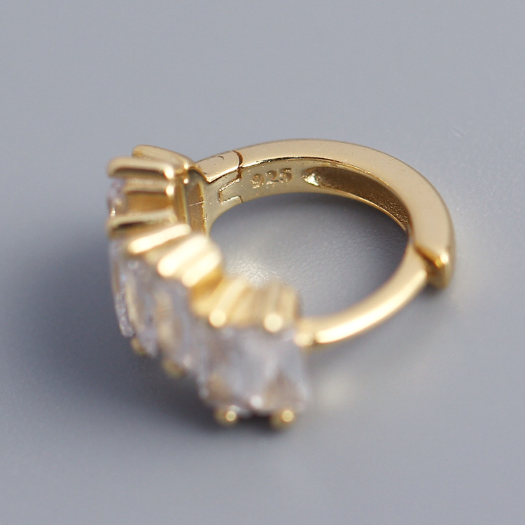 Zircon Inlay Material Hoop Earrings Classification 1 Pair 925 Sterling Silver Zircon Rectangle Hoop Earrings