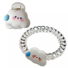 可爱多巴胺卡通无语云朵电话线发圈抓夹鸭嘴夹发夹电话圈头饰发饰