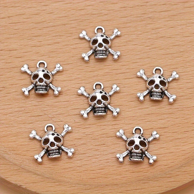 DIY Retro Alloy Pendant Pirate Skull Ghost Head Accessories Antique Silver Alloy Jewelry Bracelet Necklace Accessories