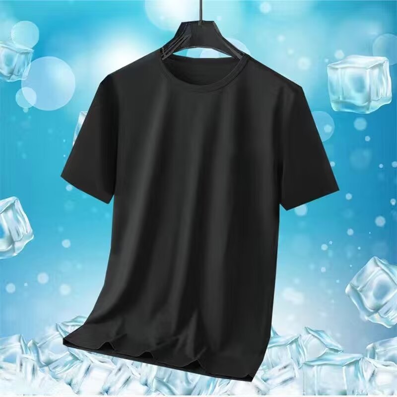 Thin solid color sports quick dry silk short sleeve T-shirt for…