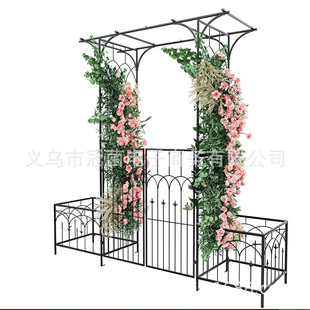 Amazon Garden Arch Bracket Outdoor Arch Flower Stand Wedding Decoration Door with Lock and Flower Pot