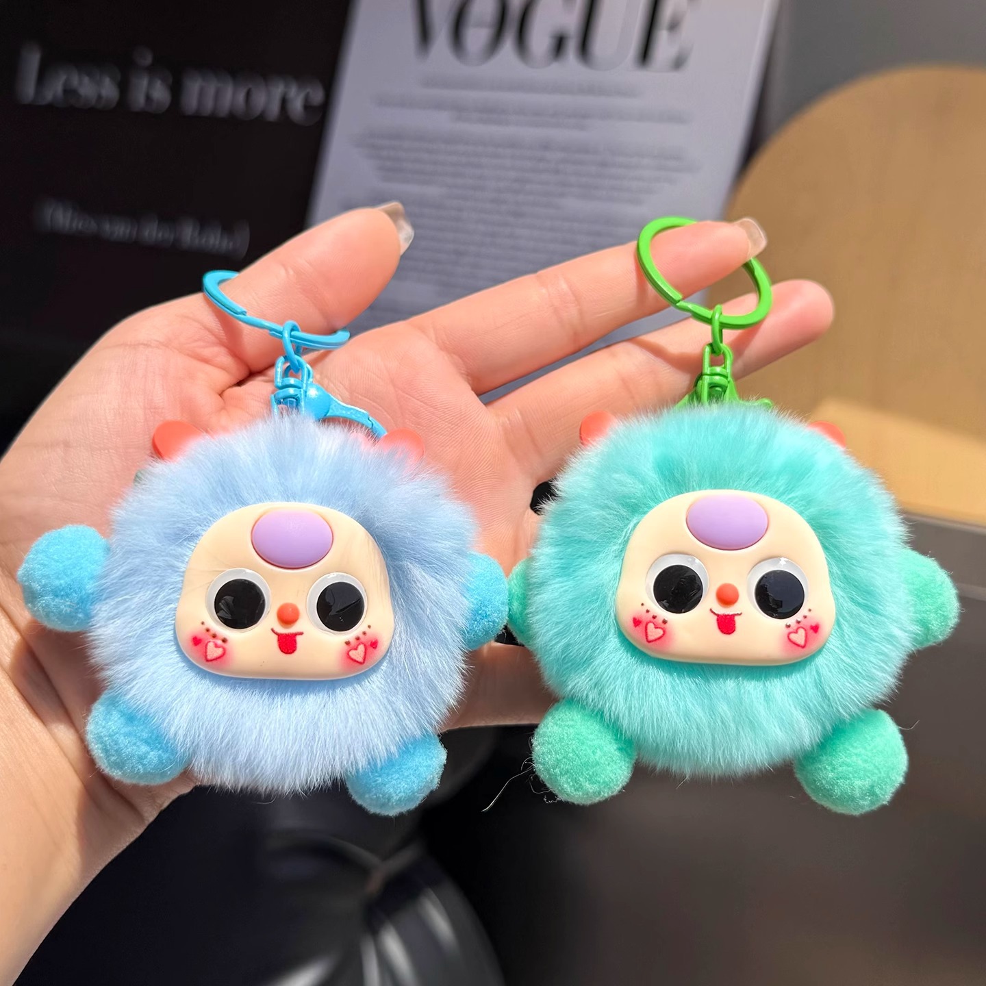 Real Rex piel de conejo dibujos animados elfo muñeca colgante de felpa llavero bola de pelo lindo colgante creativo bolso colgante cadena