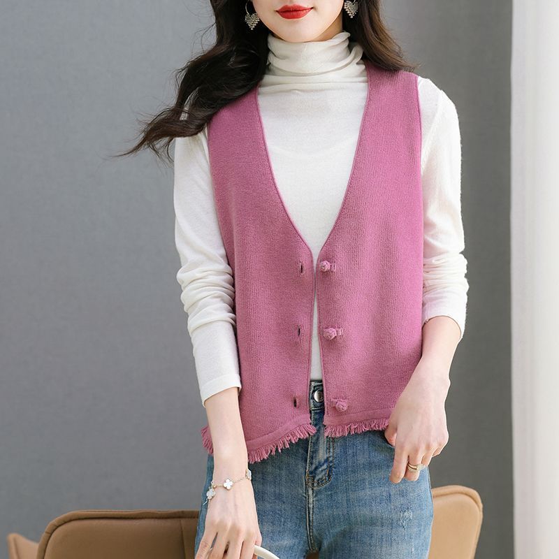 2025新款春秋针织洋气毛衣针织马甲背心外套女小个子外穿百搭坎肩|undefined
