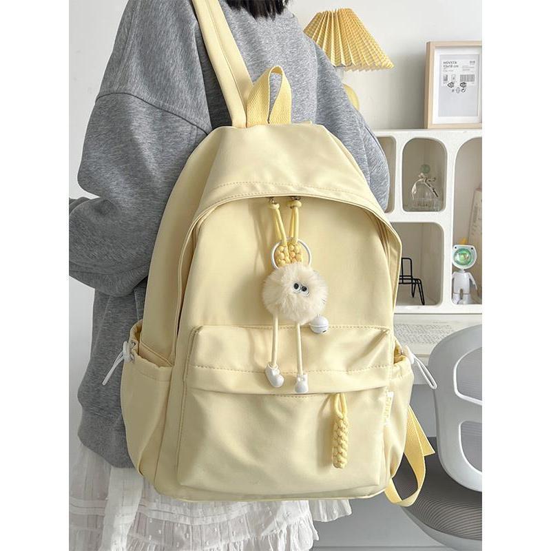 Dopamine Milk Fufu High-Value Aesthetic Backpack for Girls, Simple Korean Style for Middle and High School Students, Compact College Student Backpack for Class