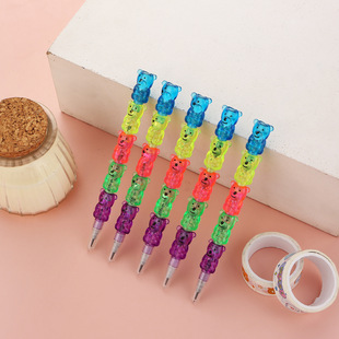Cute Removable No-cutting Bear Multi-section Building Blocks Pencil Egg Pen Drawing Pen Writing Pen Prizes for Primary School Students