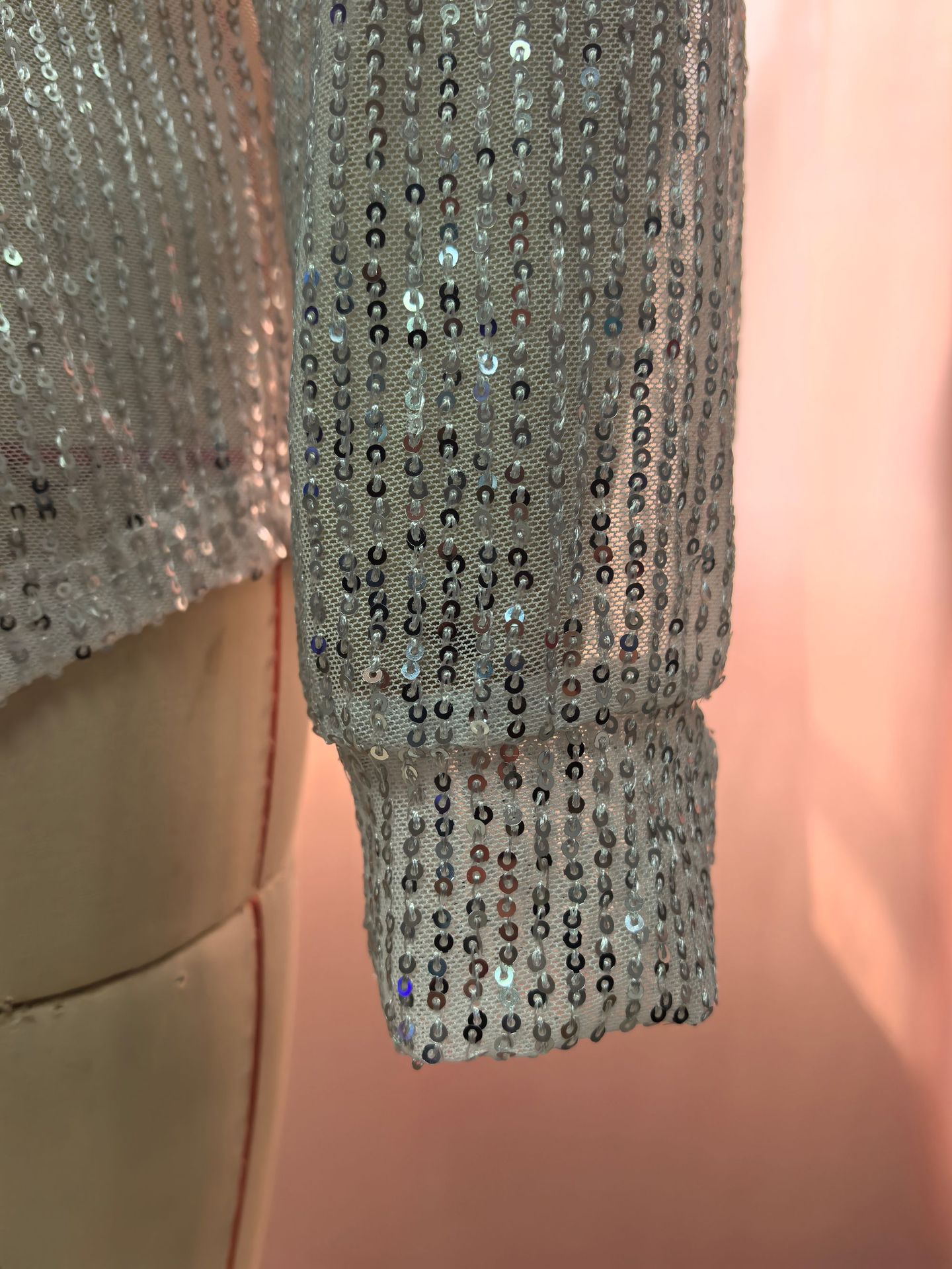 2025 Spring Summer New Sequin Top Turn-down Collar Long Sleeve Cardigan Basic Women's Shirt Jacket_voghion.com