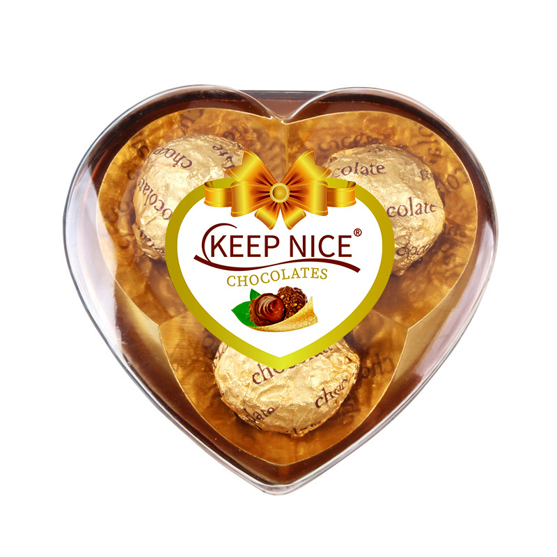 Dian Fun Three Heart-shaped Chocolate Candy Gift Box Valentine's Day Gift for Girls Super Leisure Snacks Wholesale