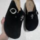 [Spot] Cross Black Birkenstock Shoes Women's Thick-soled Birkenstock Lazy One-step Leather Hop Half-sop Shoes